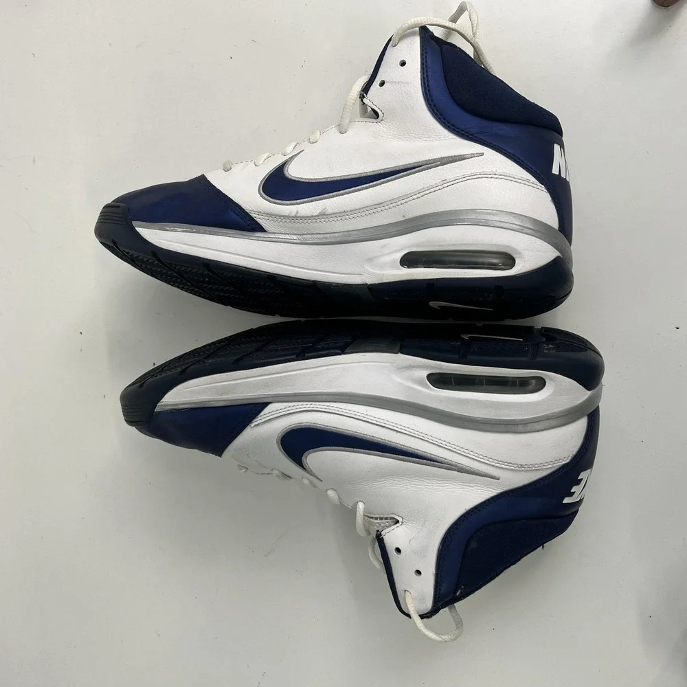 Nike Elite Shoes Mens Size 12 White Blue High Top Basketball Sneakers 409627-104